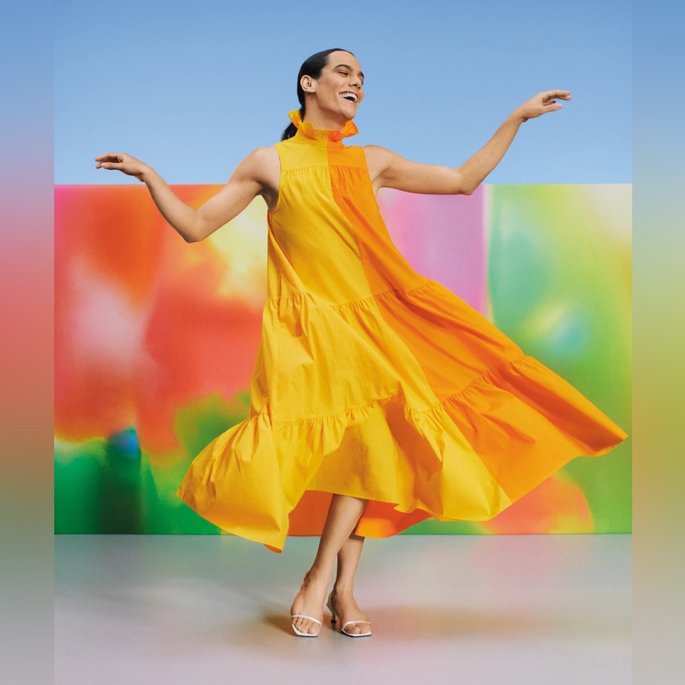 Christopher John Rogers X Target color block orange yellow dress NEW